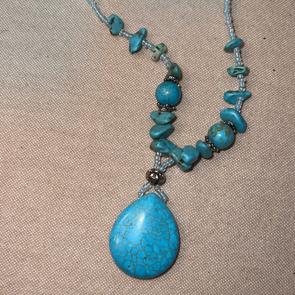 2 for $10 16” strand of turquoise stones and crystal beads